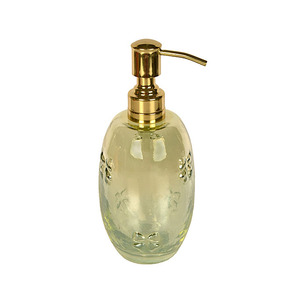 Dispensador de Jabón Líquido Redondo de Vidrio de Lujo Moderno con Bomba Dorada para Accesorios de Baño - Product Image 5