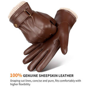 Nouveaux gants d'hiver pour hommes, personnalisés, en cuir, chauds, en laine, compatibles avec les écrans tactiles, gants de cérémonie thermiques - Cadeaux pour papa ou mari - Product Image 4