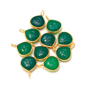 Natural Green Onyx Flower Flower Pendant <b>Charm</b> 925 Sterling <b>Silver</b> Jewelry Hand Carved Gemstone Pendant Heart <b>Charm</b> For Jewelry - Product Image 6