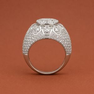 925 <b>Sterling</b> <b>Silver</b> Prong Setting Round Diamond Moissanite Hip Hop Wedding Iced <b>Ring</b> for <b>Men</b> - Product Image 4