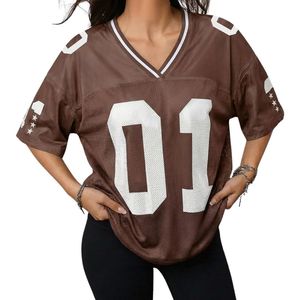 Maillot de football américain marron foncé en tissu mesh respirant, coupe oversize streetwear athlétique 01 - Product Image 4