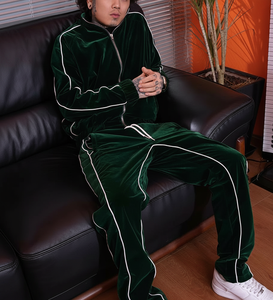 OEM Training Wear Men Plain Velvet Tracksuit Mens Sweatpants and <b>Jacket</b> 100% Polyester Sweatsuit Velour Tracksuits for Men - Product Image 2