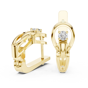 Boucles d'oreilles en or massif 18 carats avec diamants de laboratoire ronds DEF VVS 0,20 carats, style fermoir russe, pour usage quotidien - Product Image 4