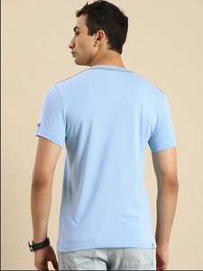 Camisa Casual de Hombre, Azul Claro, Cuello Cruzado, Tejida, 100% Algodón Ecológico, Manga Corta, Transpirable, Verano, ODM - Product Image 4