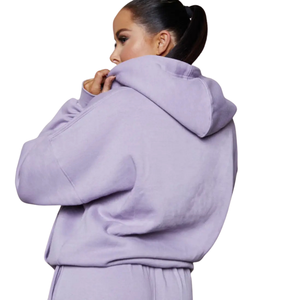 Women Winter Solid Full <b>Zip</b> Hoodie Tracksuit Set Drawstring Hood <b>Jogger</b> Trousers Elastic Waist <b>Pockets</b> Casual Two Piece Outfit - Product Image 4