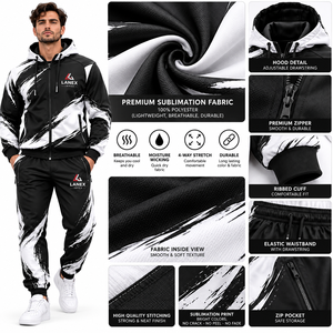 Ensemble de survêtement personnalisé par sublimation pour équipes sportives, vêtements d'entraînement personnalisés avec veste et pantalon, vente en gros d'usine - Product Image 5