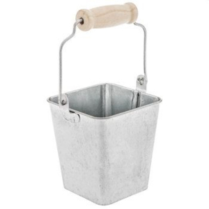 Set Of 3 Galvanized Metal Pail <b>Buckets</b> With Natural Wood Grip Handles For Farmhouse Decor And Gardening Use In Reasonable Price - Product Image 2