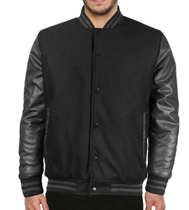 Applique Embroidery with Quilted Lining Casual Style Wholesale Custom Logo Varsity <b>Jacket</b> for Men Wool <b>Leather</b> Sleeves - Product Image 4