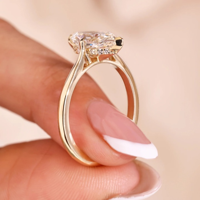 Anillo de compromiso y boda de moissanita con corte marquesa holandés y halo oculto, 2.10 quilates, chapado en oro de 14k, regalo