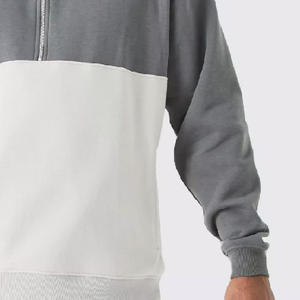 Sweat-shirt à capuche zippé pour homme, grande taille, épaules tombantes, couleur gris et blanc, 100% coton molletonné, chaud pour l'hiver, de haute qualité - Product Image 6