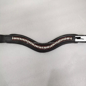 Nueva llegada banda de ceja de caballo de cuero acolchado en forma de onda decorada con 3 filas de cristales multicolores diamante Bling cadena todos los tamaños - Product Image 4