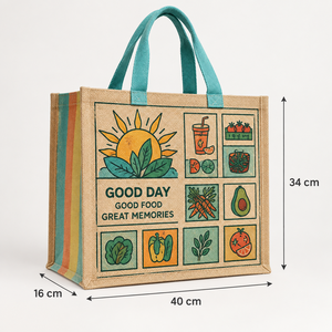 Sac de courses en jute naturel laminé, sac de courses pour la vente au détail, 40x34x16 cm, logo personnalisé, vente en gros, OEM, marque privée, PH-JT-09, réutilisable - Product Image 6