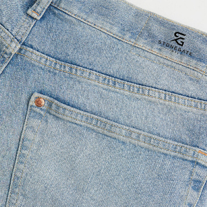 Shorts en jean délavé pour homme, taille haute, en denim de coton, style Bermuda, avec braguette boutonnée et poches, décontracté, streetwear, été 2026 - Product Image 6