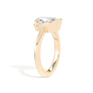 Bague de fiançailles, de mariage et d'anniversaire en or massif 14 carats avec diamant taille émeraude ovale inclinée Ando, certifiée IGI, cadeau de luxe - Product Image 2