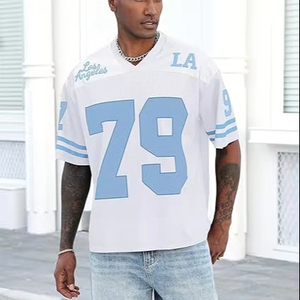 Men Oversized Graphic Tee <b>Y2K</b> Women V Neck Streetwear T Shirt Football Jersey Fashionable <b>Top</b> - Product Image 1
