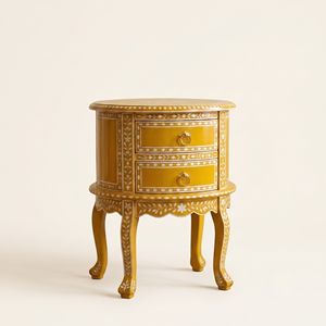 Mesita de noche clásica con incrustaciones de hueso para el hogar, hotel, oficina, dormitorio, sala de estar, con la mejor calidad en diseño floral, muebles modernos. - Product Image 1