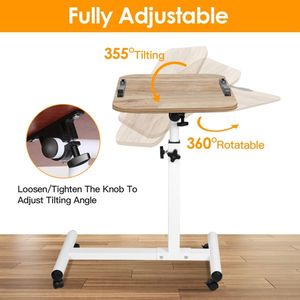 Escritorio Móvil con Ruedas, Inclinable 90 Grados, Mesa Auxiliar Portátil para Cama, Altura Ajustable, Carrito para Laptop, Escritorios para Computadora - Product Image 3