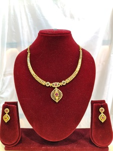 Indian 18K Gold Plated Brass Women's Trendy Lock Design Micro Insert Necklace <b>Set</b> Engagement Anniversary Wedding Party Jewelry - Product Image 4