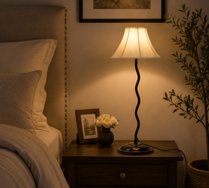 Lampe de table minimaliste en laiton avec abat-jour en lin beige Empire E27 LED Lumière chaude 3000K pour l'éclairage décoratif de la chambre - Product Image 4