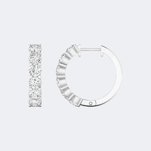 Pendientes de aro tipo Huggie con engaste de puntas compartidas y corte redondo de 1.00 CTW - Product Image 5