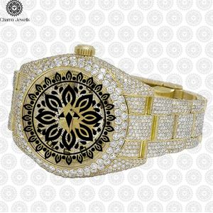 Charm Jewells Luxury Yellow Gold Round Analog <b>Watch</b> 40mm Sapphire Crystal <b>Diamond</b> Bezel Folding Clasp Unisex - Product Image 2
