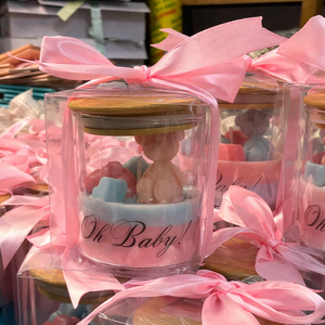 ชุดของขวัญเทียนคริสต์มาสลายดอกไม้สีชมพูรูปหมีเท็ดดี้สีน้ำเงินแบบทำมือ |   เทียนหอมกลิ่นวานิลลาทำมือจากถั่วเหลือง ไร้ควัน ติดทนนาน - Product Image 2