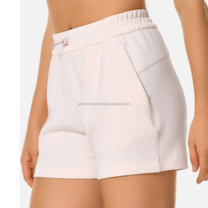Short de bain décontracté 100% coton pour femme avec ceinture élastique Logo personnalisé Nouvelle collection d'été Short de sport en éponge française - Product Image 4