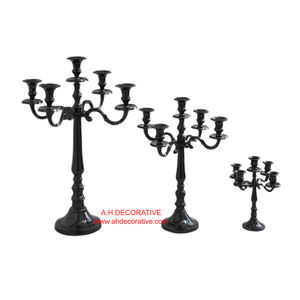 Bougeoirs et candélabres à 5 bras en aluminium nickelé pour la décoration de mariage Candélabres faits à la main décorés de finition brillante - Product Image 4