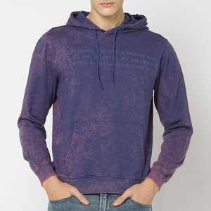 Sudadera con Capucha para Hombre, Corte Regular, Teñido Anudado, Algodón Tejido, Casual, Otoño, Diseño con Bolsillo Frontal, Lavado Ácido - Product Image 4