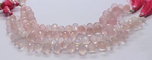 Natural Rose Quartz Faceted Tear Shape Briolette 7x10 Mm Quartz Gemstone <b>Beads</b> 8 Inch Strand Faceted Teardrop Pink Quartz <b>Beads</b> - Product Image 5