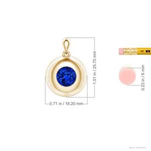 14K 18K Pure <b>Gold</b> Round Cut 9MM 2.5Ctw Blue Sapphire Men’s Medallion <b>Pendant</b> With Chain High Quality IGI Certified Stone <b>Pendant</b> - Product Image 2