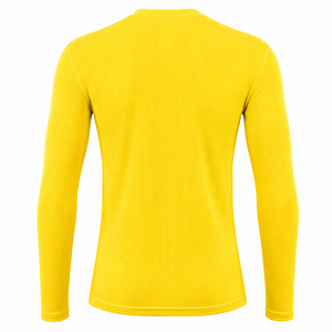 T-shirt de compression thermique à manches longues et col rond pour homme, séchage rapide, respirant, jaune, athlétique, pour la gym, la mode streetwear - Product Image 2