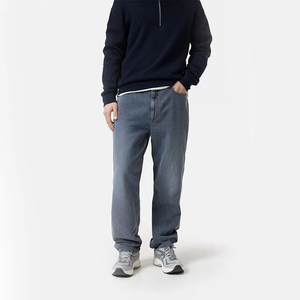 Custom Mens Straight Leg <b>Jeans</b> Washed Denim Pants Mid Rise Regular Fit Clean Vintage Fade for Casual <b>Work</b> Daily Wear - Product Image 2