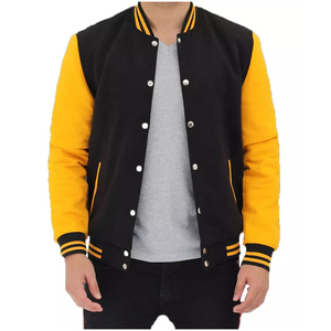 Vestes universitaires pour hommes faites à la main, veste de baseball pour garçons avec col montant, manches en simili cuir, design Letterman Varsity - Product Image 1