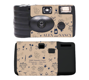 LOMOPIE Appareil photo jetable personnalisé pour cadeau de mariage, film plastique 35 mm, usage unique, mise au point fixe avec flash, pile AA - Product Image 1