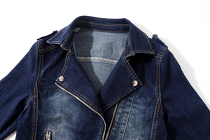 Manteau en jean pour femme 2026 Automne Hiver, veste courte décontractée, col rabattu, fermeture éclair, coupe-vent, écologique, élégante, streetwear - Product Image 2