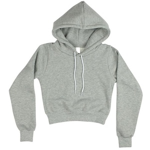 Sudadera con capucha recortada informal para mujer, Tops cortos de entrenamiento de algodón 100% con cordón para la temporada de invierno - Product Image 1