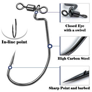 Nouveau produit : Rig de pêche, Hameçon drop-shot pré-monté, Hameçon jig à ventre large, Émerillon à boucle, Texas Rig pour leurres souples par zuol - Product Image 4