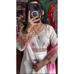 ชุด Anarkali ที่สวยงามและกางเกงมี dupatta สำหรับงานปาร์ตี้เครื่องประดับเสื้อผ้ามุสลิมแบบดั้งเดิม - Product Image 2