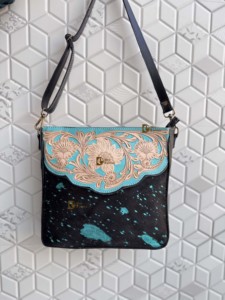 Bolso bandolera de cuero vacuno metálico de última moda, hecho a mano, elegante, bolso cruzado de lujo, estilo bohemio. - Product Image 1
