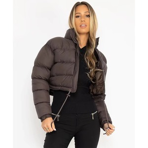Women's Cropped Puffer Jacket Winter Down <b>Coat</b> Zip Up Short Outerwear <b>Stand</b> Collar Padded Streetwear - Product Image 1