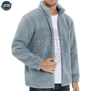 Veste légère en toile et polaire sherpa pour homme, coupe-vent, respirante, col montant, style décontracté pour l'extérieur, hiver - Product Image 4