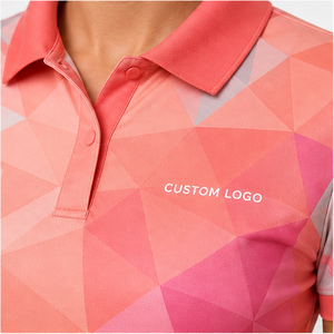 Custom Coral <b>Pink</b> Low Poly Geometric Womens <b>Polo</b> <b>Shirt</b> Quick Dry Breathable Short Sleeve Golf Team Uniform WPS-0727 - Product Image 6