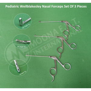 ชุดคีมจับจมูกเด็ก Moona E.N.T Pediatric Weil-Blakesley 3 ชิ้น ปลายตรง 45 องศา 90 องศา อุปกรณ์ผ่าตัดหู คอ จมูก - Product Image 1