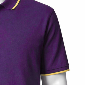 Chemise décontractée pour homme à manches courtes en jersey respirant, couleur unie, imprimée par transfert thermique, avec col et poignets contrastants, 180g - Product Image 4