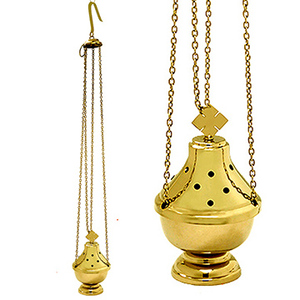 Incensario cristiano de latón con cadenas |   Incensario para Iglesia - DOUBLE VEE EXPORTS - Product Image 1