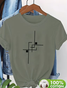 T-shirt à manches courtes pour femme, imprimé floral, col rond, tissu décontracté, coupe ample, printemps/été, broderie, extensible et doux - Product Image 2
