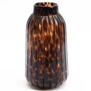 Stylish Tortoise <b>Ribbed</b> Glass Flower <b>Vase</b> for Elegant Table Centerpiece and Interior Decoration - Product Image 1