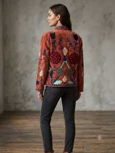 Handmade Suzani Jacket Vintage Embroidered <b>Women</b> Jacket Indian Suzani Embroidery <b>Coat</b> Boho Tribal Jacket Hand Embroidered Ethnic - Product Image 3