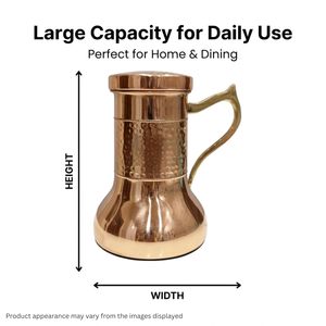Pure Copper Water <b>Jug</b> Handcrafted Copper Pitcher for Bedroom Dining Ayurvedic <b>Drinking</b> Water Storage Pot Traditional - Product Image 4